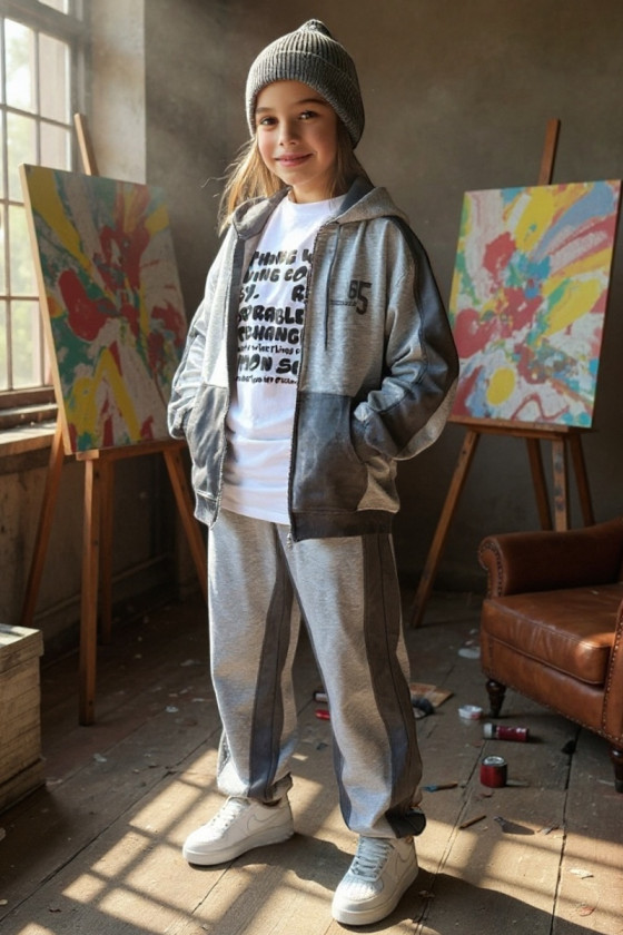 Komplet uniwersalny bluza rozpinana i spodnie 65