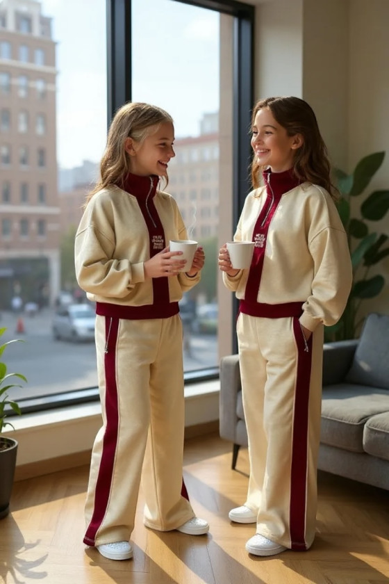 Komplet dla dziewczynki The Way beżowy z bordo