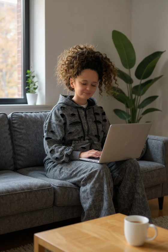 Komplet bluza rozpinana i spodnie Neli ciemny szary