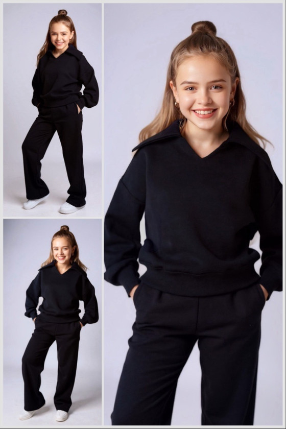 Komplet dla dziewczynki Kołnierz Czarny