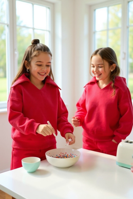 Komplet dla dziewczynki Kołnierz Malina