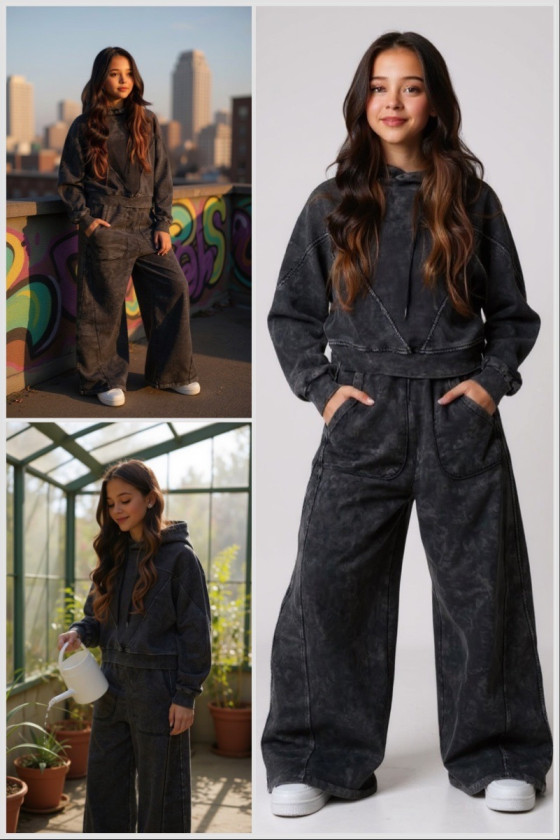 Komplet bluza i spodnie Viki ciemny grafit