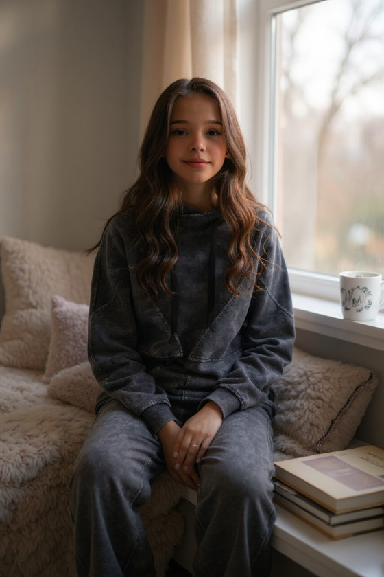 Komplet bluza i spodnie Viki ciemny grafit