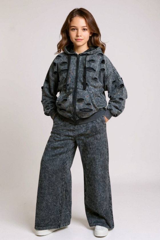 Komplet bluza rozpinana i spodnie Neli ciemny szary