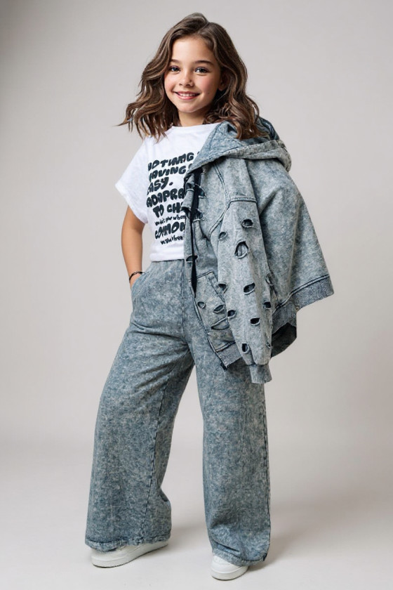 Komplet bluza rozpinana i spodnie Neli jasny szary