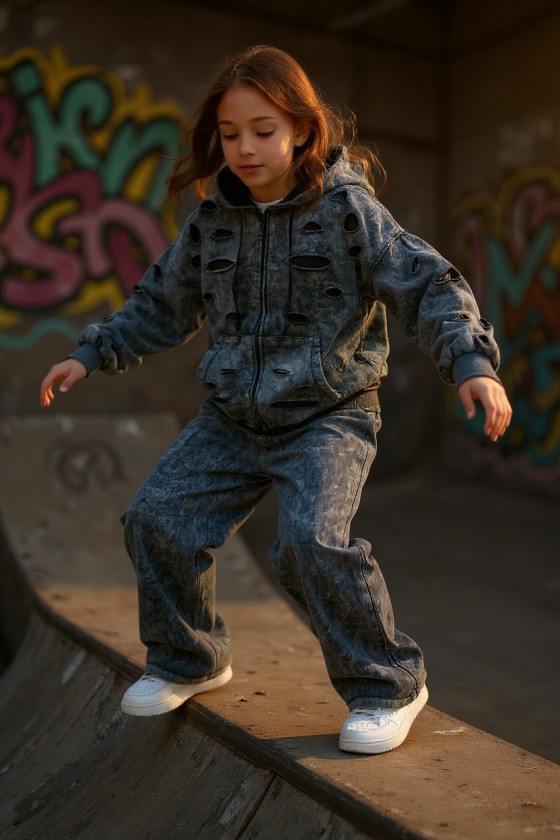 Komplet bluza rozpinana i spodnie Neli ciemny szary