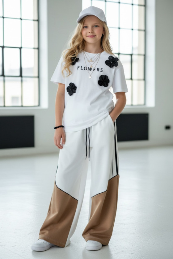 Spodnie dresowe Wey Ecru-brąz