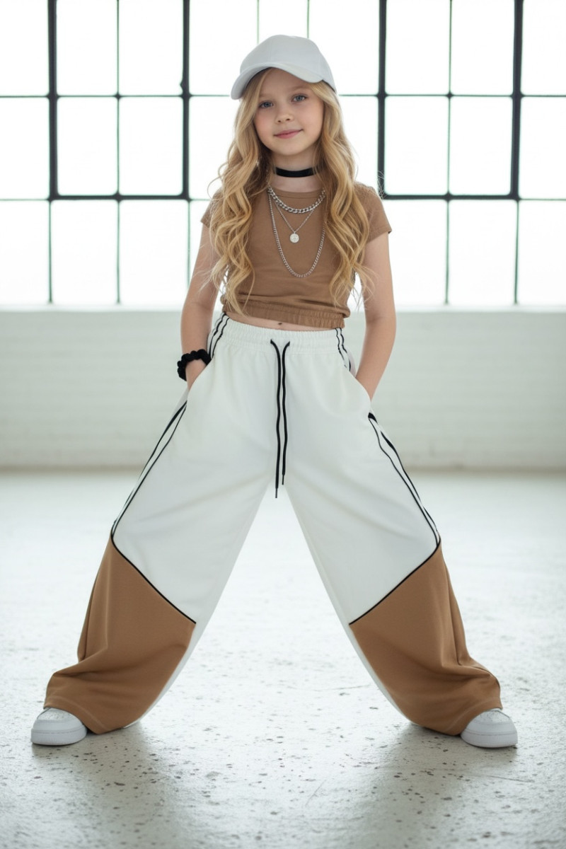 Spodnie dresowe Wey Ecru-brąz