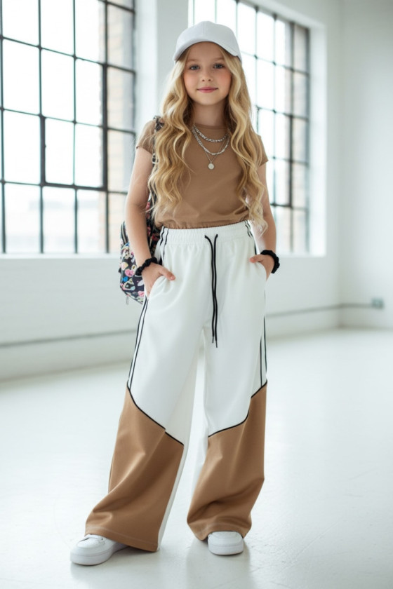 Spodnie dresowe Wey Ecru-brąz