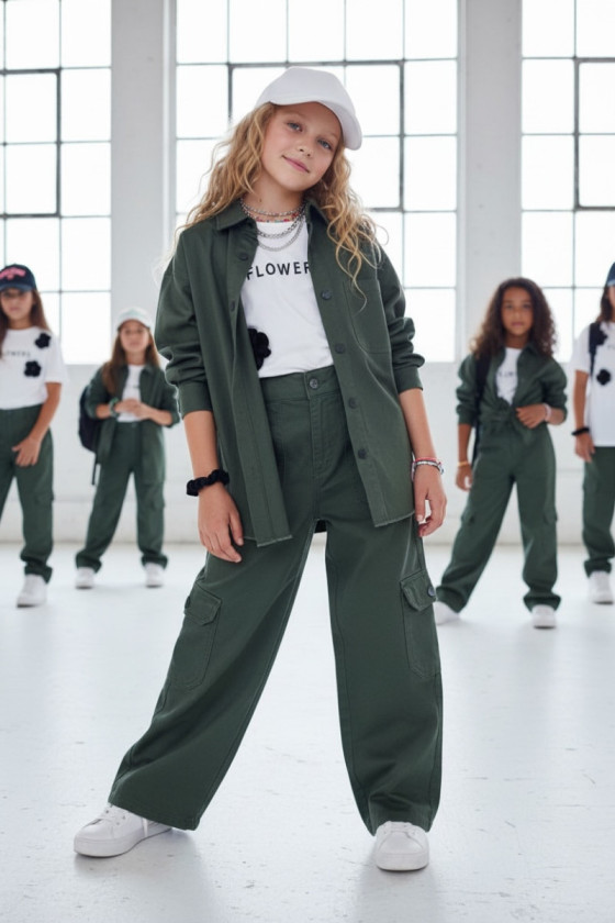 Komplet dla dziewczynki Nadia khaki