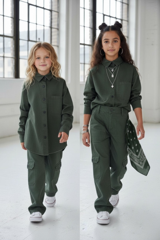 Komplet dla dziewczynki Nadia khaki