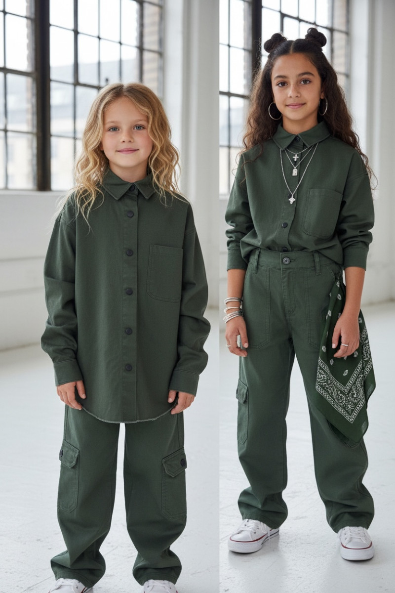 Komplet dla dziewczynki Nadia khaki