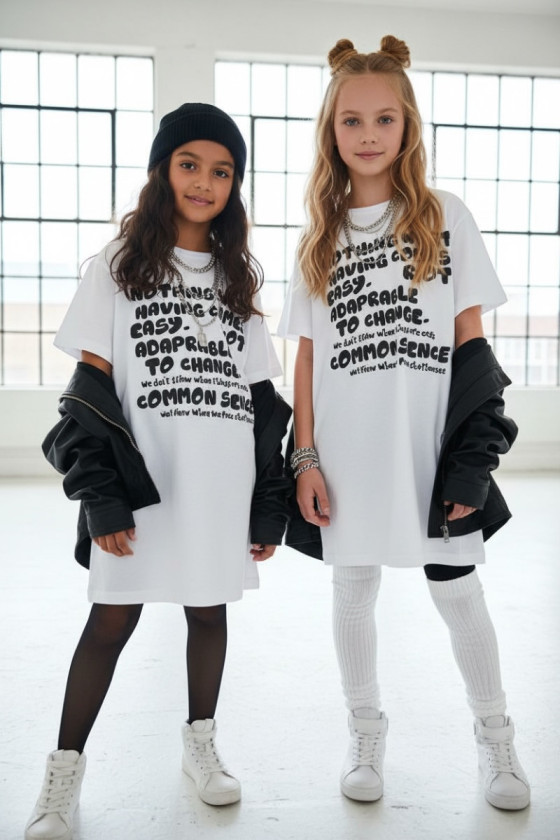 Długi T-shirt dla dziewczynki Change