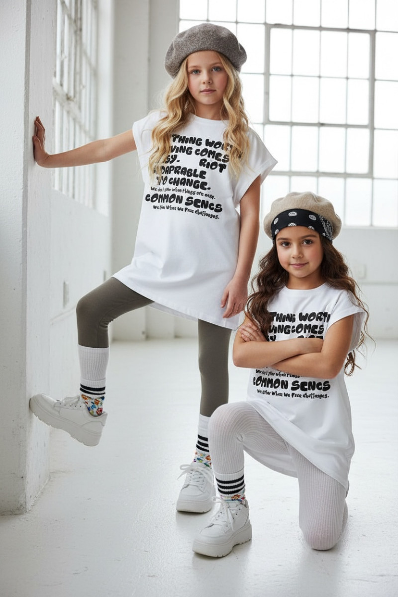 Długi T-shirt dla dziewczynki Change