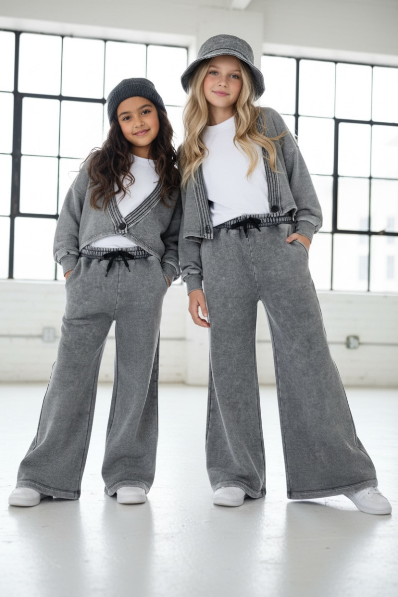 Komplet 3-częściowy Look Style bluza, t-shirt, spodnie, jasny szary