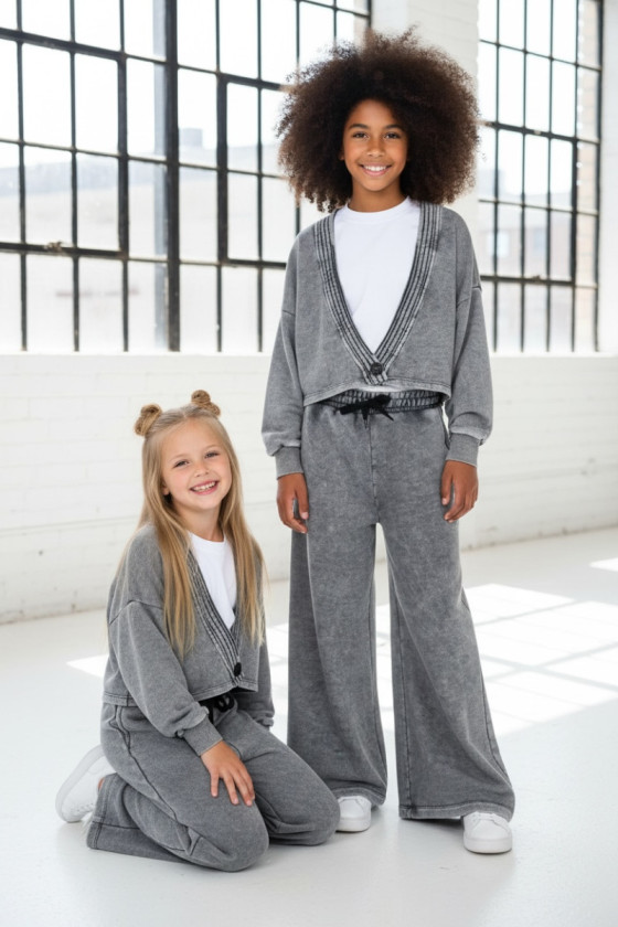 Komplet 3-częściowy Look Style bluza, t-shirt, spodnie, jasny szary