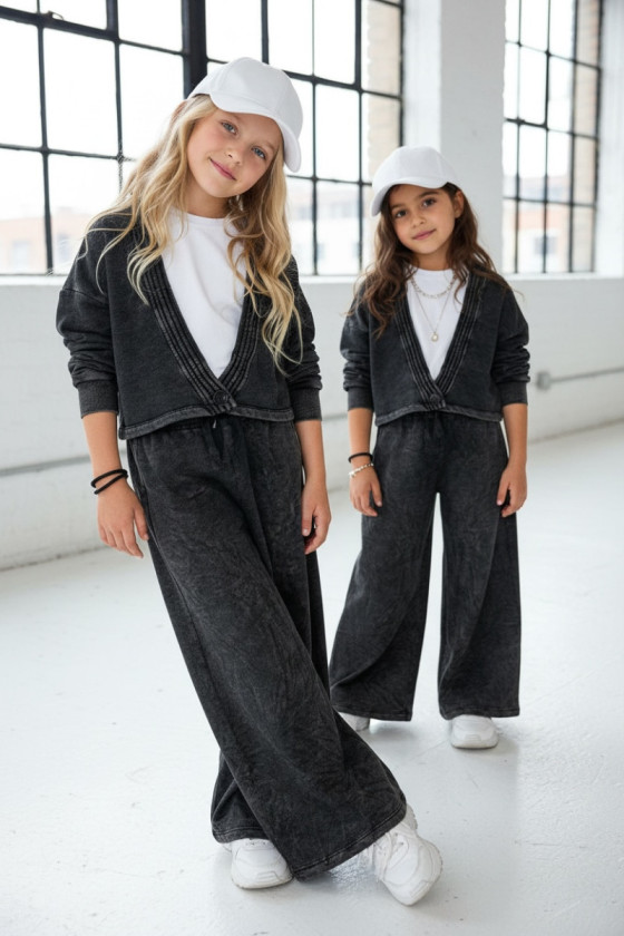 copy of Komplet 3-częściowy Look Style bluza, t-shirt, spodnie, jasny szary