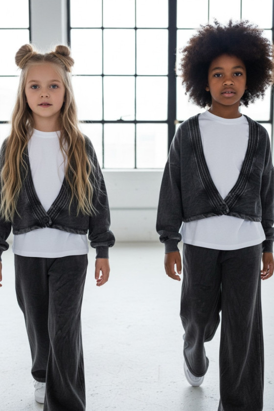 copy of Komplet 3-częściowy Look Style bluza, t-shirt, spodnie, jasny szary