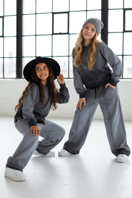 Komplet dla dziewczynki Basic Grey Cieniowany szary