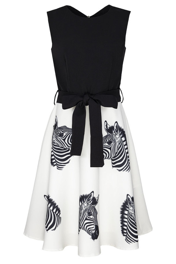 Sukienka dla dziewczynki Zebra biało-czarna