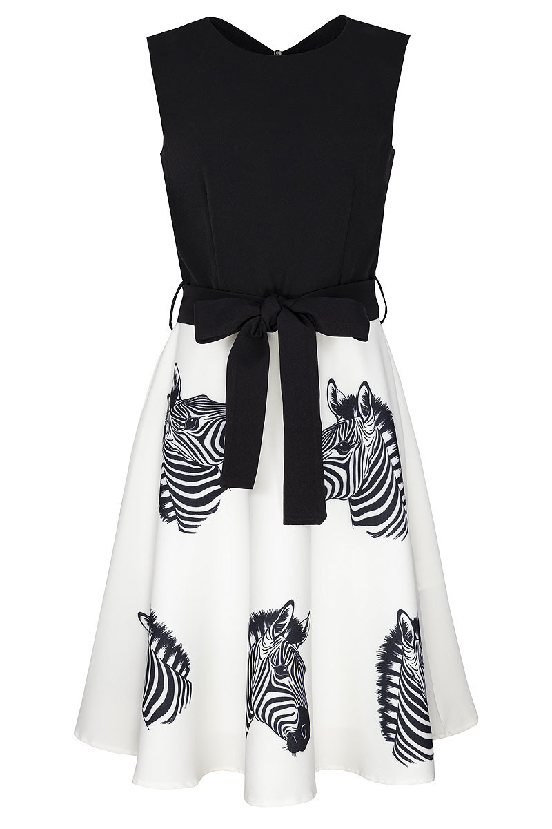 Sukienka dla dziewczynki Zebra biało-czarna