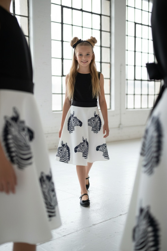 Sukienka dla dziewczynki Zebra biało-czarna