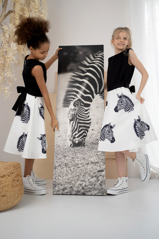 Sukienka dla dziewczynki Zebra biało-czarna