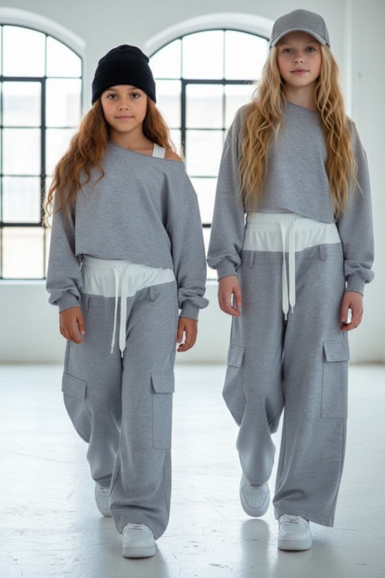 Komplet 3-częściowy dzewczęcy Emma buza, top, spodnie