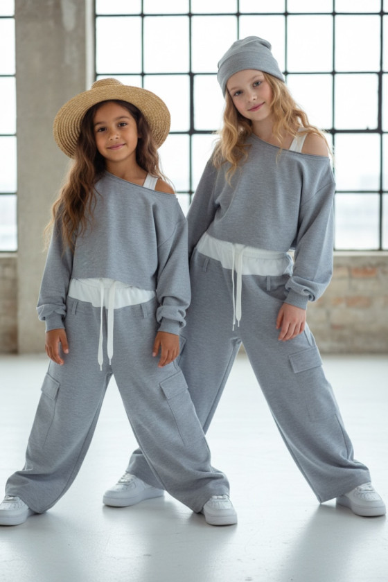 Komplet 3-częściowy dzewczęcy Emma buza, top, spodnie