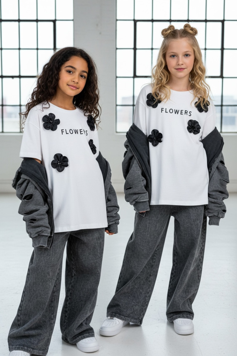 copy of Komplet dla dziewczynki Nelii bluza rozpinana i spodnie jasny szary