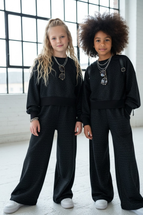 Komplet dla dziewczynki Limba bluza i spodnie Czarny