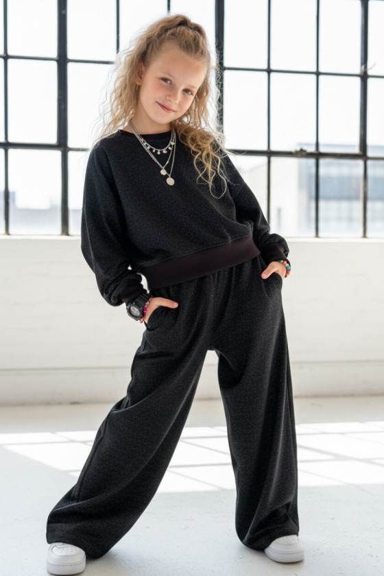 Komplet dla dziewczynki Limba bluza i spodnie Czarny
