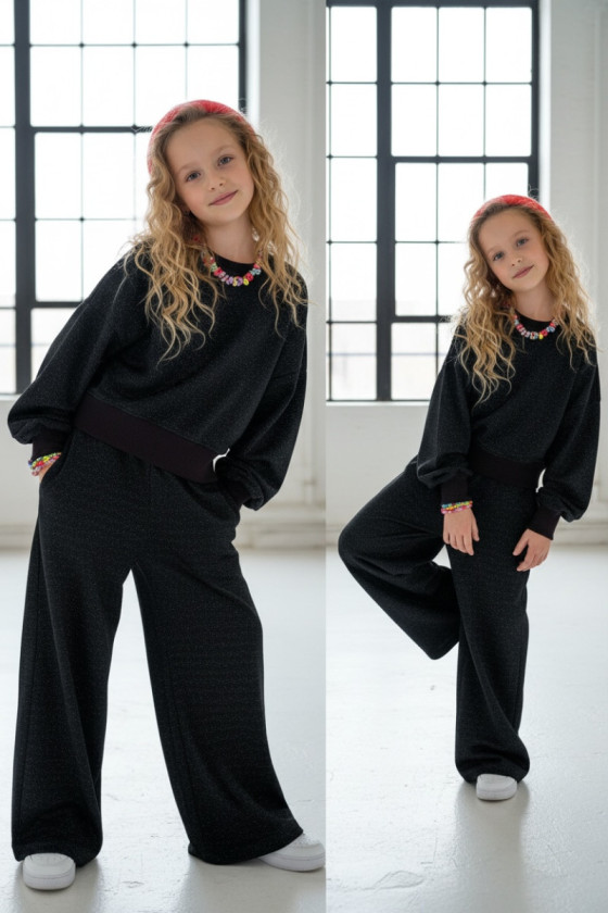 Komplet dla dziewczynki Limba bluza i spodnie Czarny