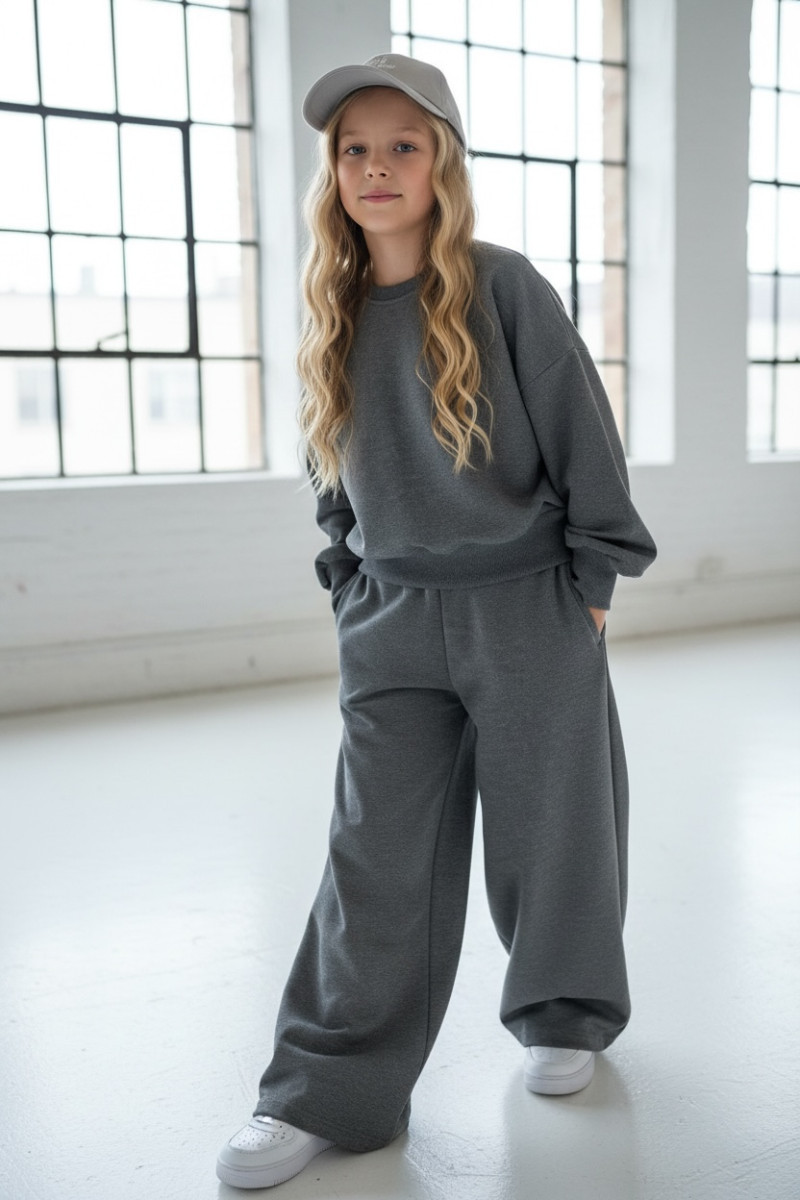 Komplet dla dziewczynki Limba bluza i spodnie Szary