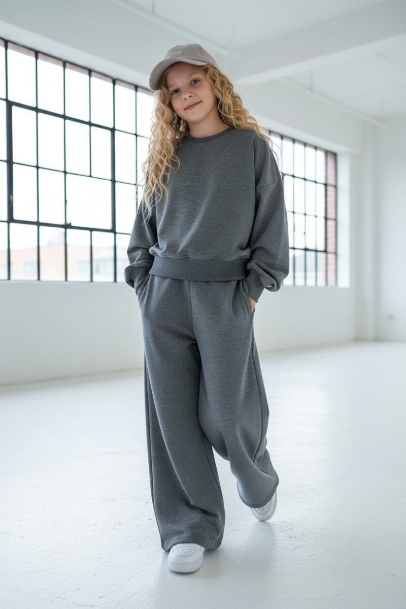 Komplet dla dziewczynki Limba bluza i spodnie Szary