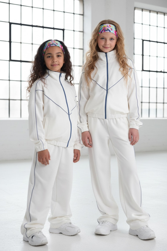 Komplet dla dziewczynki bluza rozpinana i spodnie Relax Airport Ecru