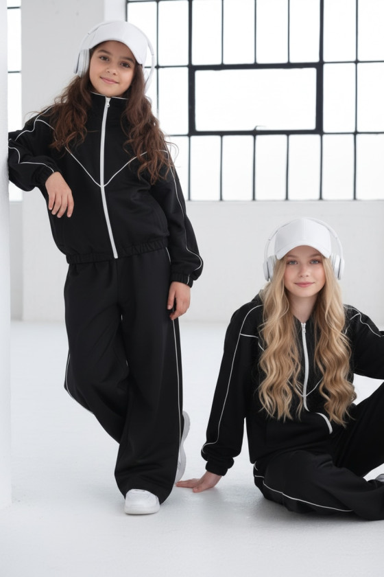 Komplet dla dziewczynki bluza rozpinana i spodnie Relax Airport Czarny