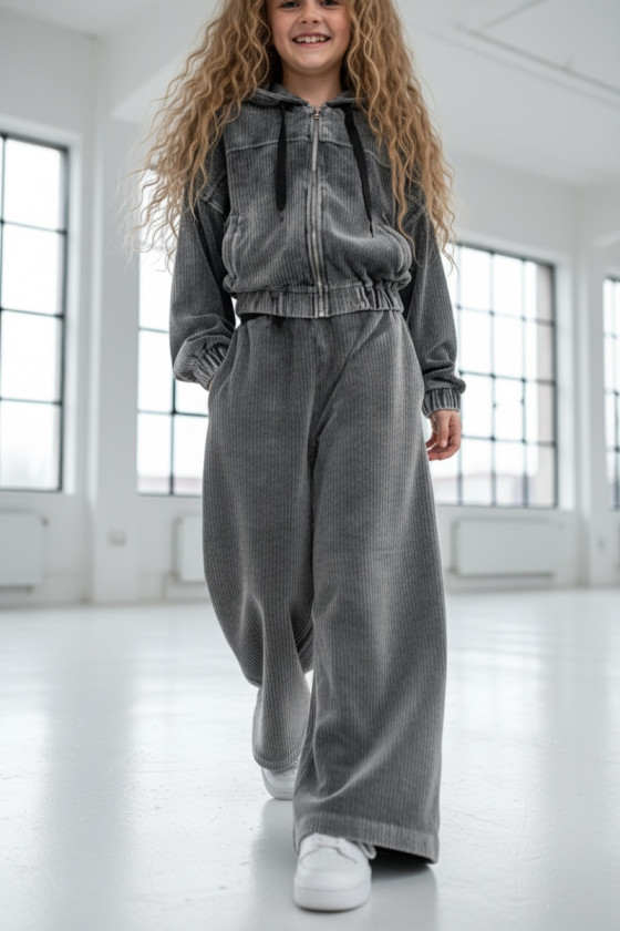 Komplet bluza i spodnie Welur Prążkowany