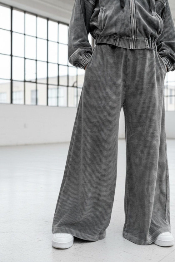 Komplet bluza i spodnie Welur Prążkowany