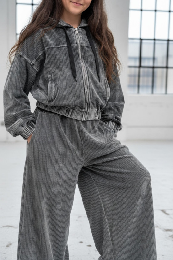 Komplet bluza i spodnie Welur Prążkowany