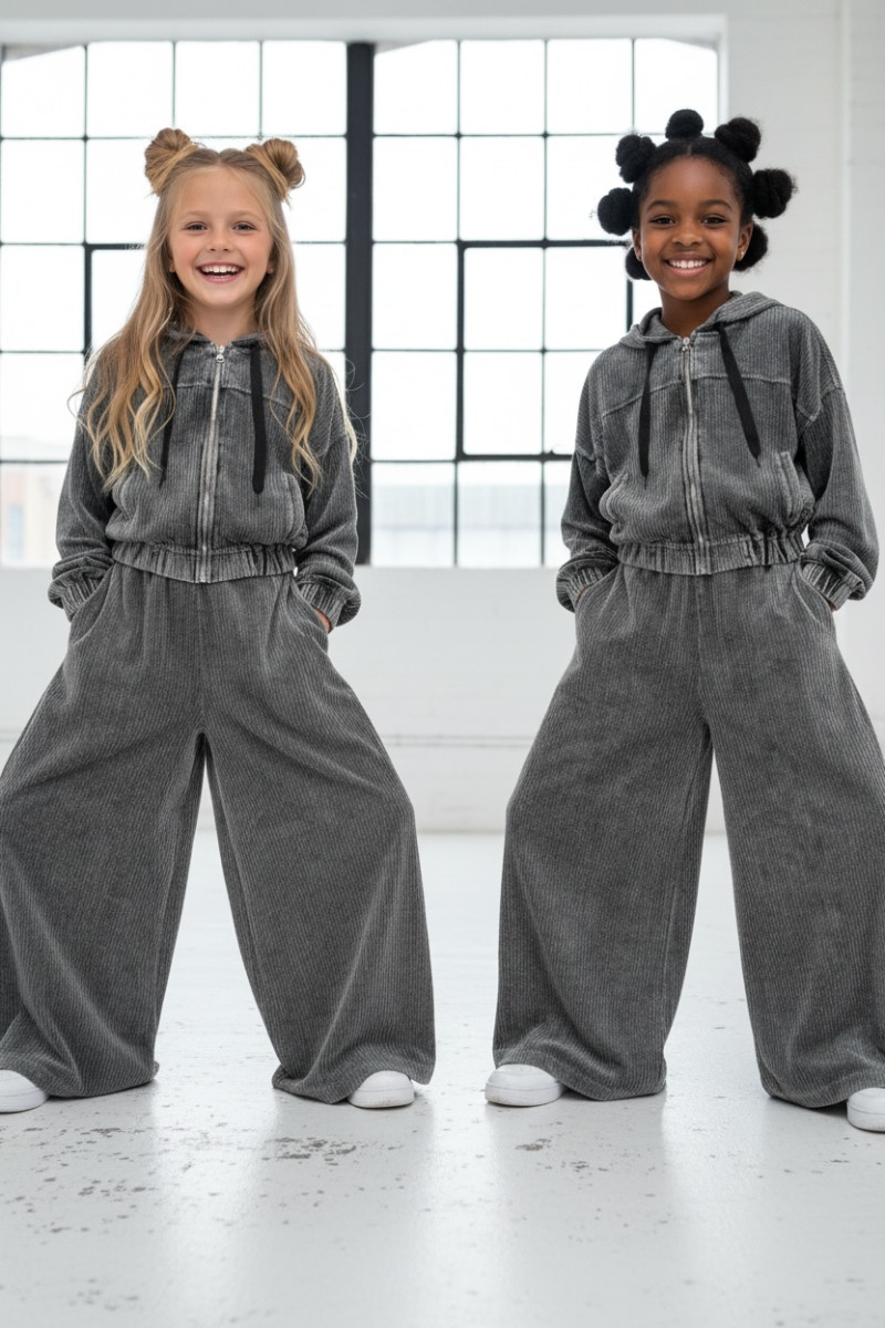 Komplet bluza i spodnie Welur Prążkowany