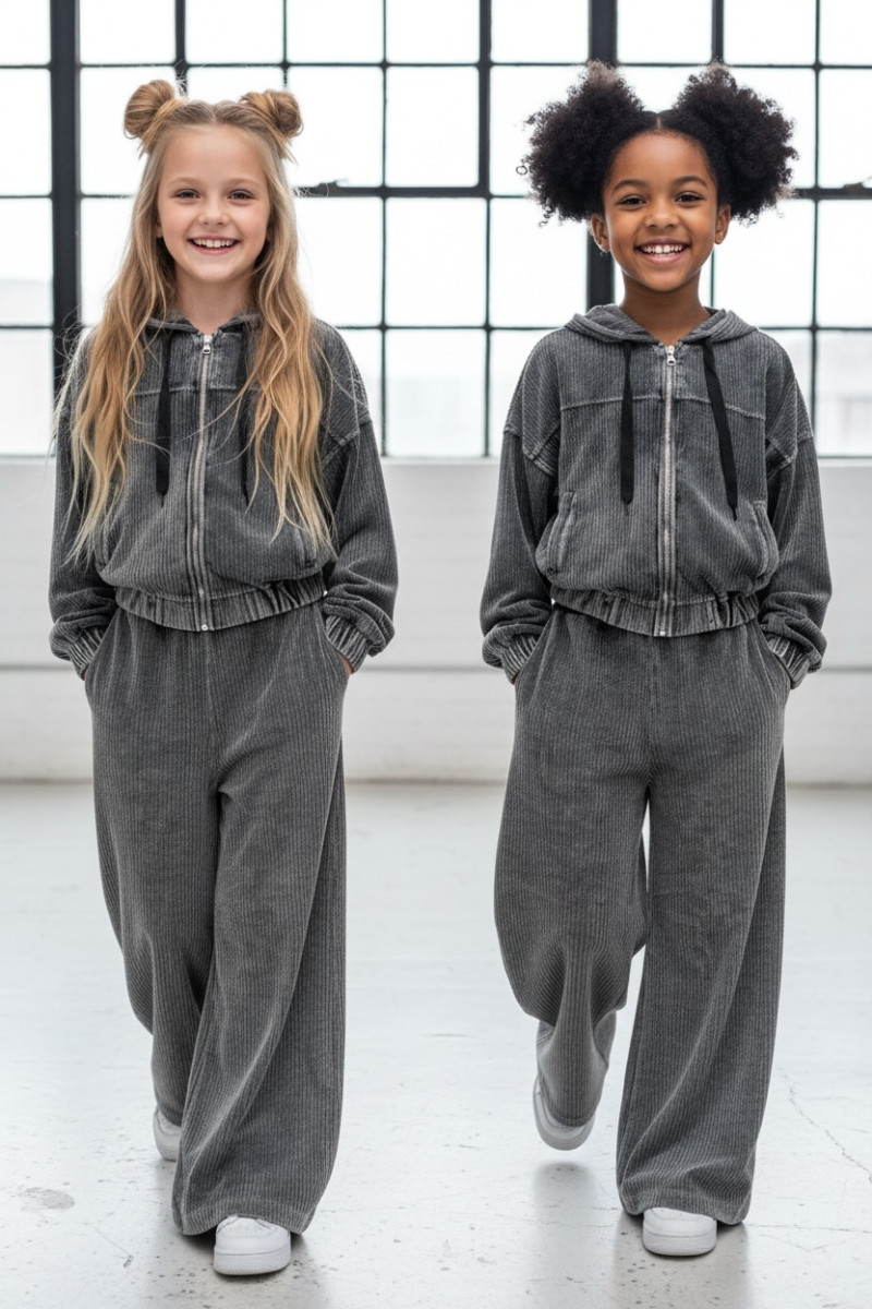 Komplet bluza i spodnie Welur Prążkowany