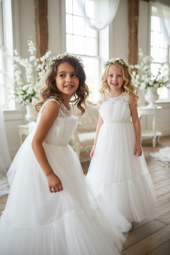 Sukienka dla dziewczynki Mari biała