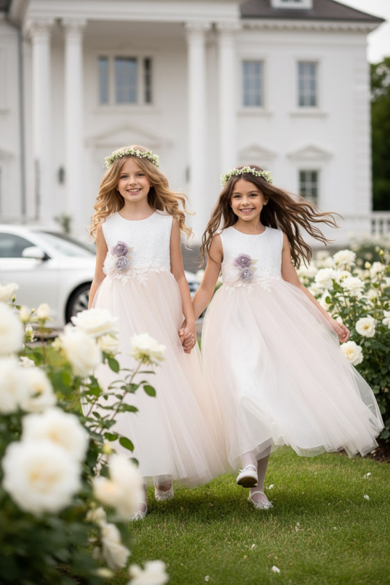 Sukienka dla dziewczynki Wiktoria delikatna morelka