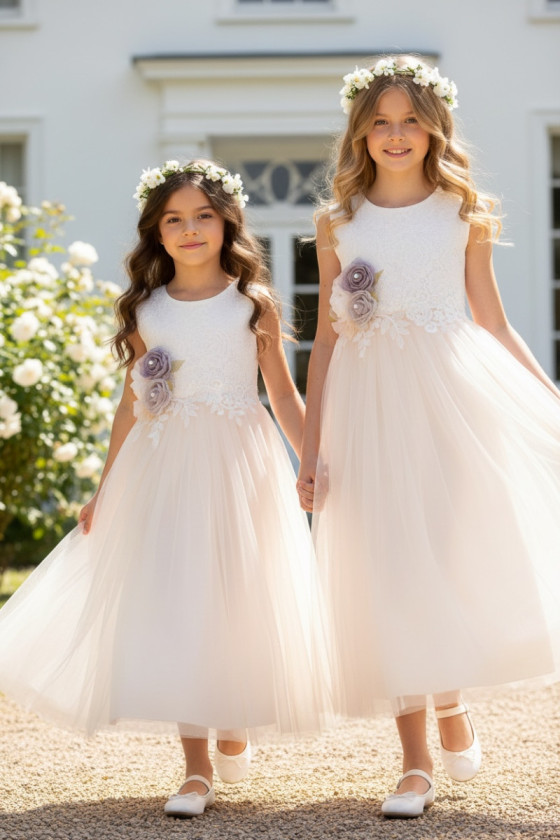 Sukienka dla dziewczynki Wiktoria delikatna morelka