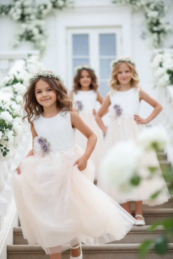 Sukienka dla dziewczynki Wiktoria delikatna morelka