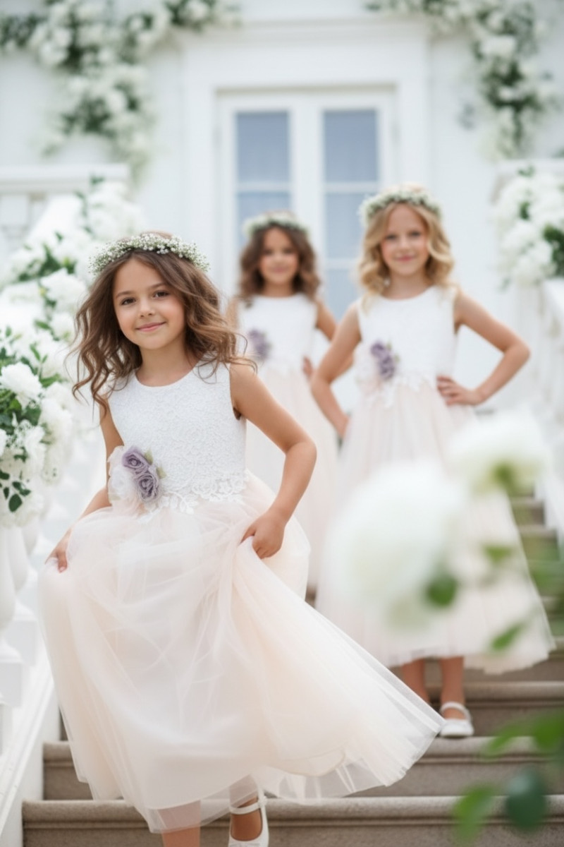 Sukienka dla dziewczynki Wiktoria delikatna morelka