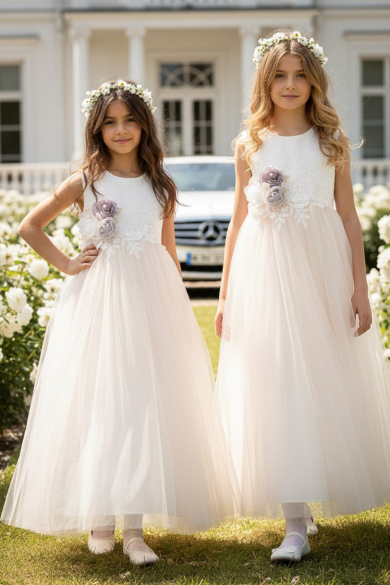 Sukienka dla dziewczynki Wiktoria delikatna morelka