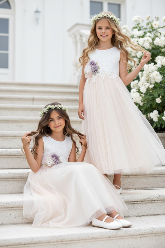 Sukienka dla dziewczynki Wiktoria delikatna morelka