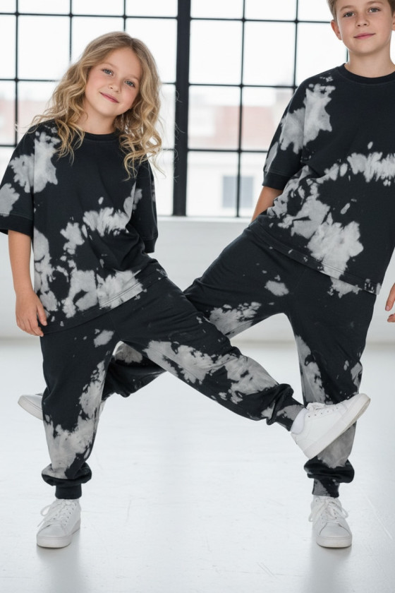 Komplet unisex Tie Dye bluzka i długie spodnie